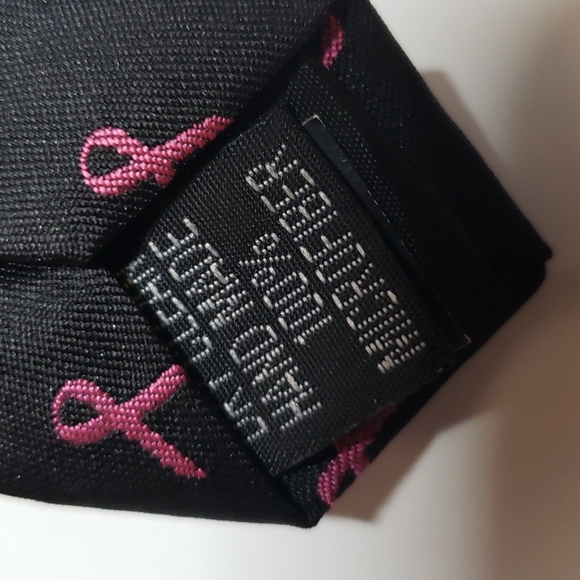 Wild Ties Pink Ribbon Breast Cancer Awareness Tie Black Pink Men OS - Picture 8 of 12